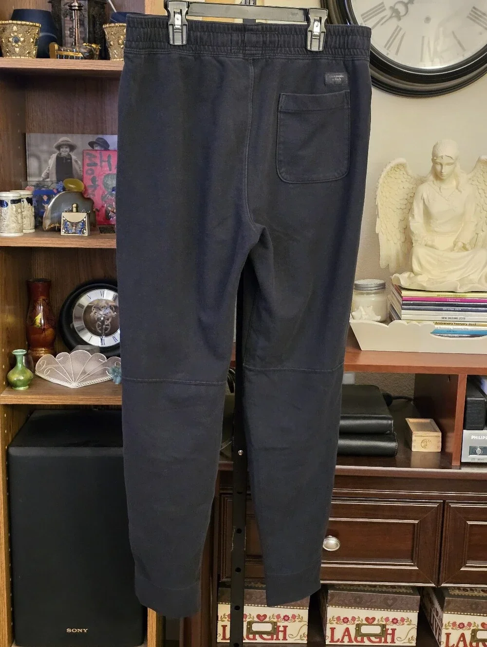 Abercrombie & Fitch Black Sweatpants Joggers Ankle Zip Drawstring Pockets Size S
